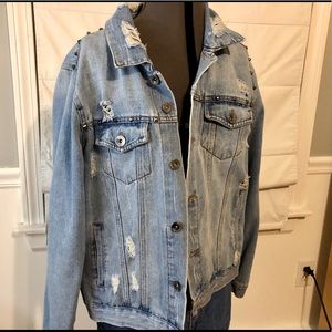 Distressed Blue Jean Denim Jacket. Ci Sono Size M
